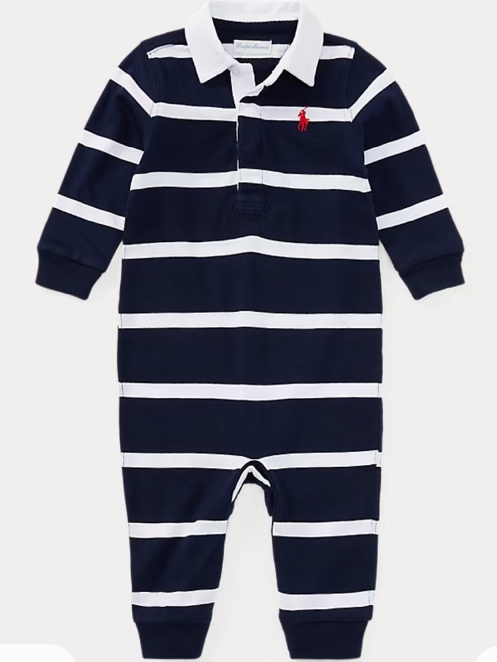 Ralph Lauren Navy & White Striped Polo - Newborn